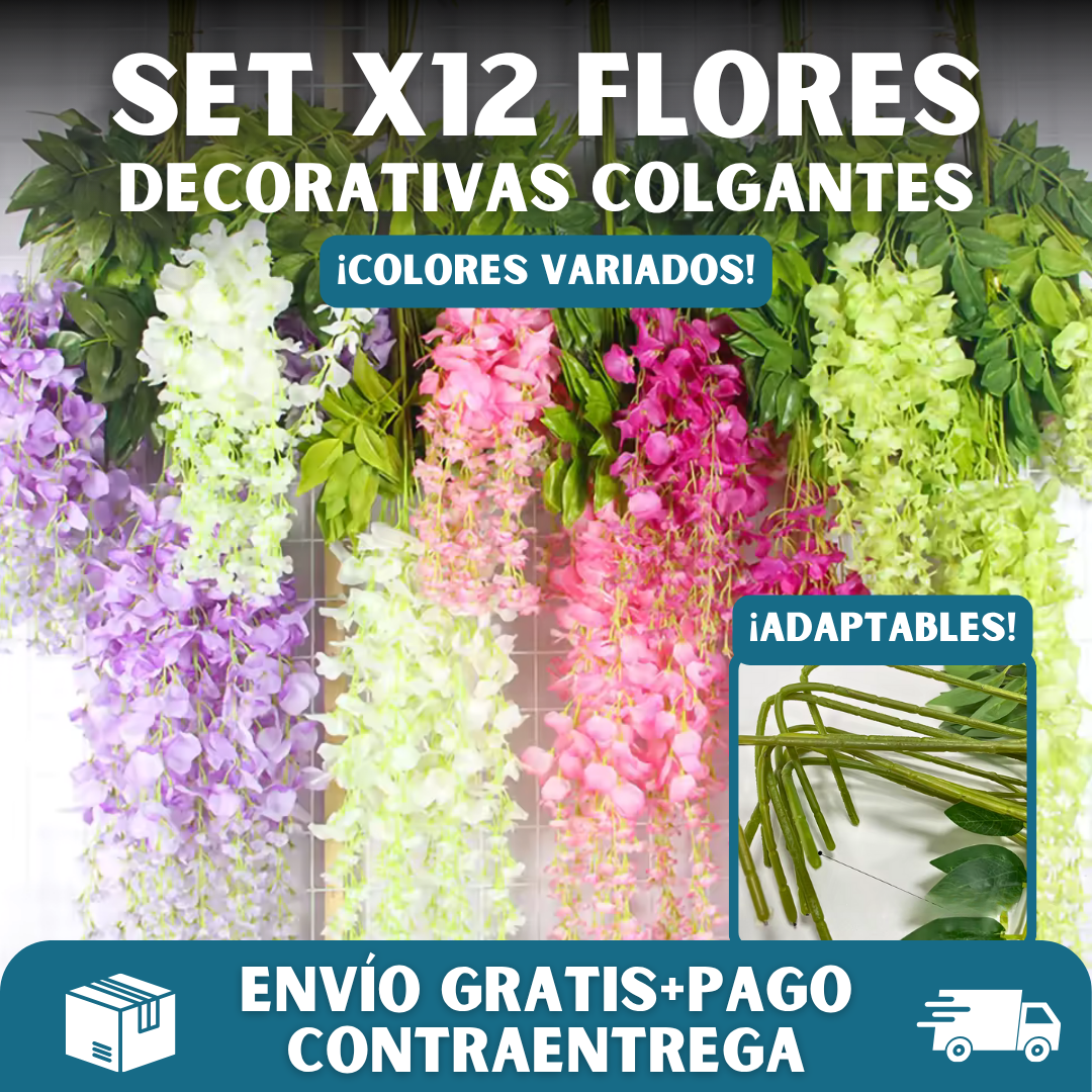 💐SET x12 FLORES DECORATIVAS COLGANTES✨