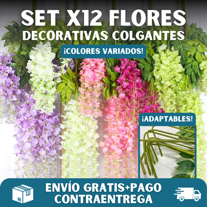 💐SET x12 FLORES DECORATIVAS COLGANTES✨