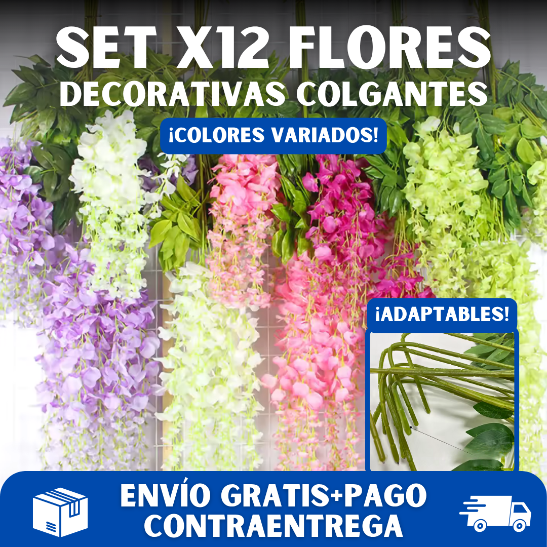 🪻SET x12 FLORES DECORATIVAS COLGANTES