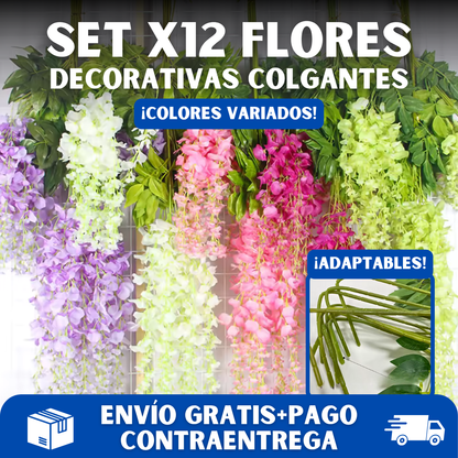 🪻SET x12 FLORES DECORATIVAS COLGANTES