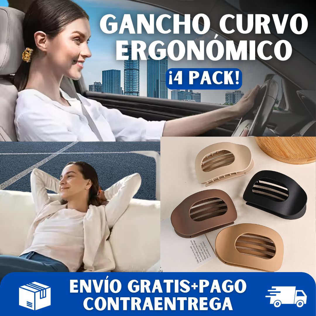 🪮ERGOCLIP® Pack x 4 Ganchos curvos ergonómicos