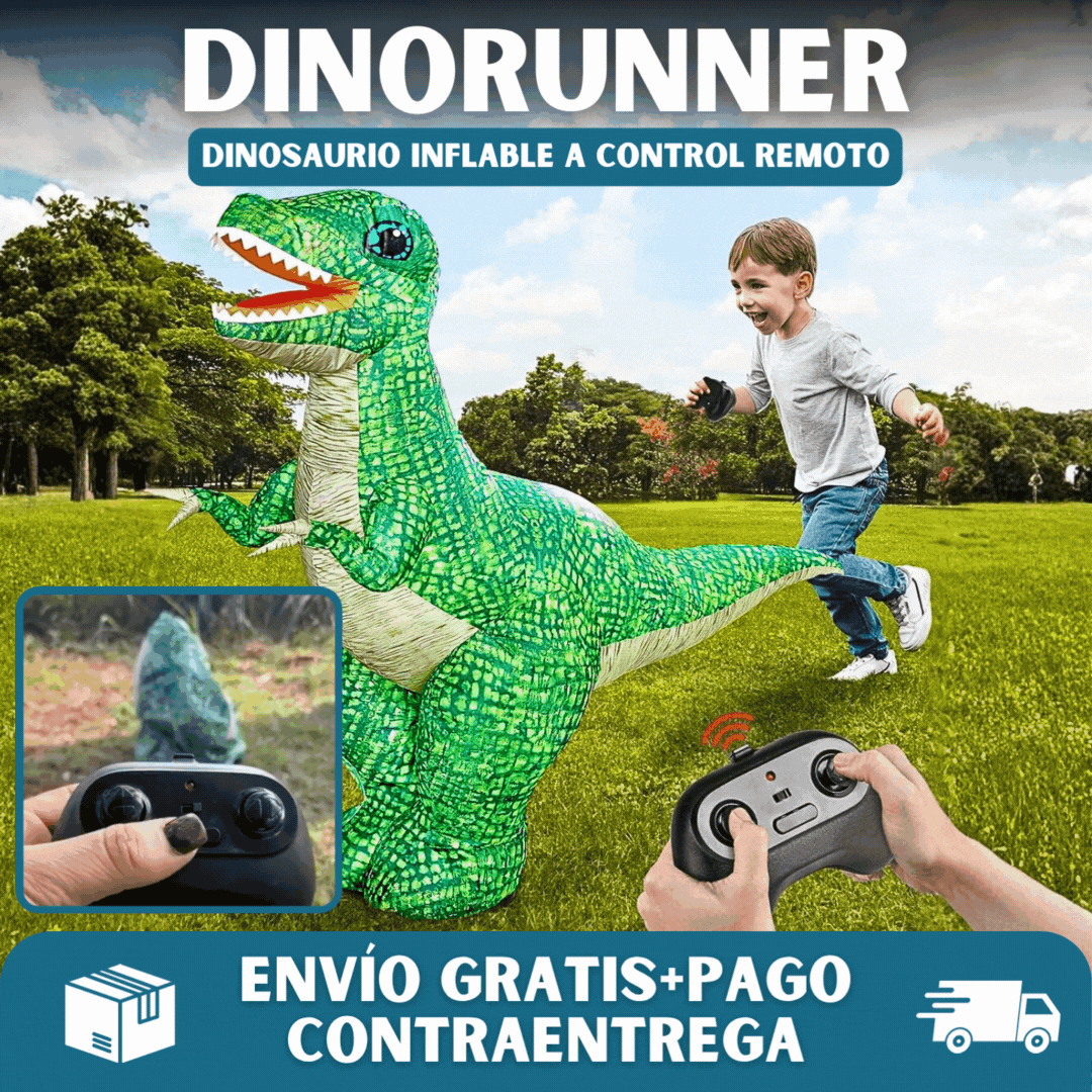 🦖DINORUNNER® Dinosaurio inflable a contro remoto🎮