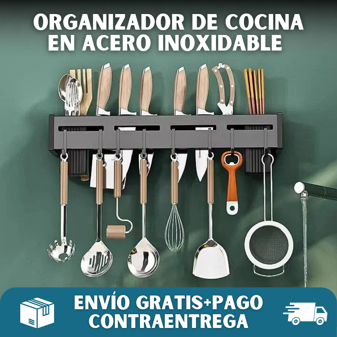 🔪WALLCHEF® Organizador de Cocina en Acero Inoxidable 🧽