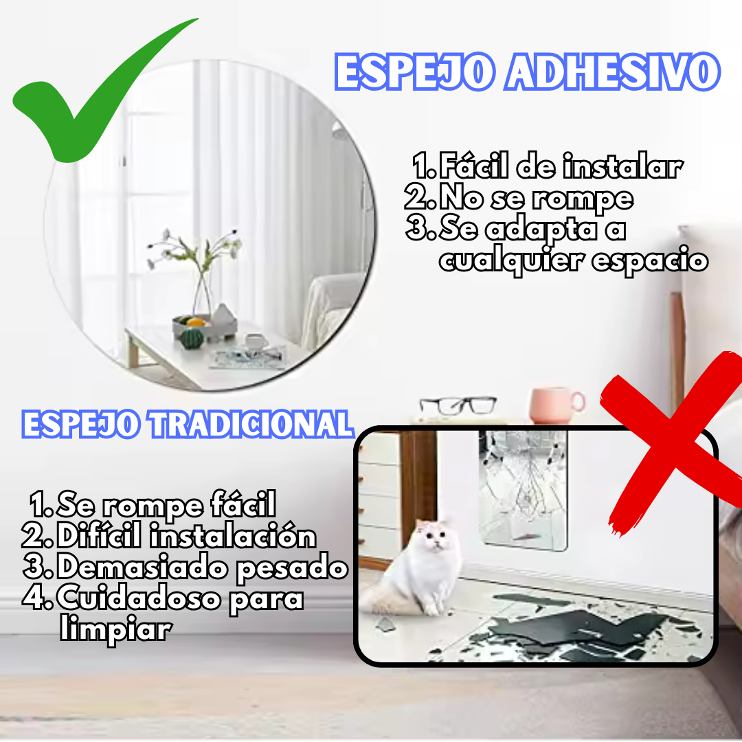🪞REFLEJA HOGAR® - Espejo adhesivo para cualquier tipo de espacios
